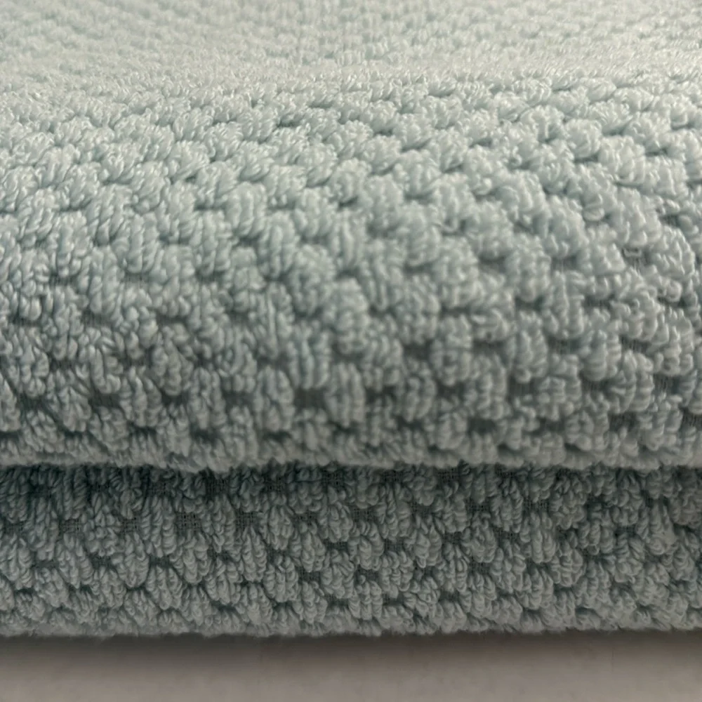 2pc ECOEXISTENCE Bamboo Zero Twist Loops Bath Towel Set - Mystical Blue